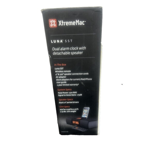 XtremeMac Luna SST IPU-LSS-11 Dual Alarm Clock 30-PIN Dock Compatible w/Apple - Picture 6 of 10